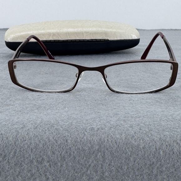 Jill Stuart Eyeglasses Womens Brown Studded Rectangle JS005-1 50-17-135 w/ Case - Picture 10 of 13